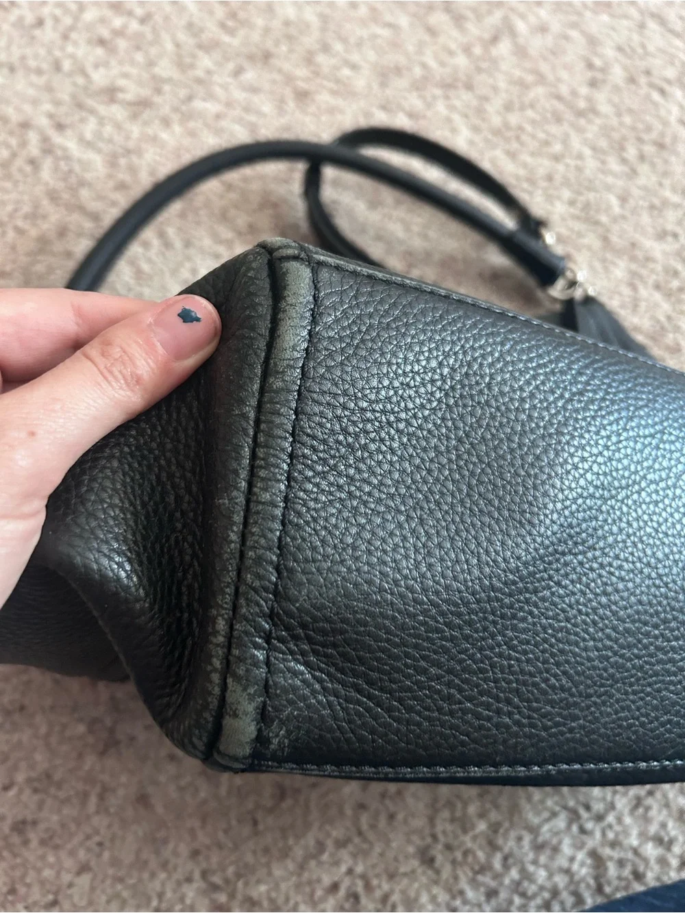 kate spade Black Pebbled Leather Shoulder Bag with Gold Hardware